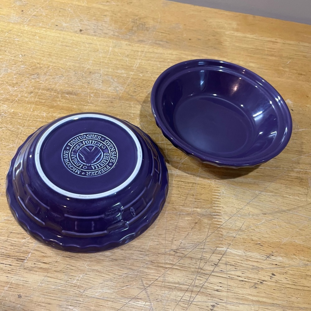 Vtg Longaberger Woven Traditions Eggplant Purple Cereal Bowls Set of 2 6"
